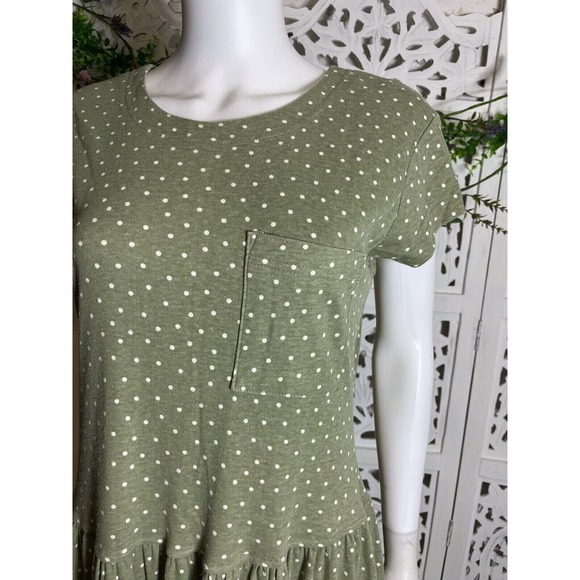Alison J. Women’s Green Polka Dot Vintage Style Midi Casual House Dress - Picture 4 of 9